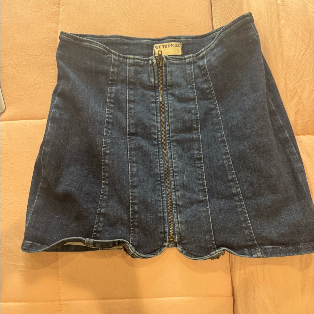 We The Free Dark Blue Denim Mini Skirt